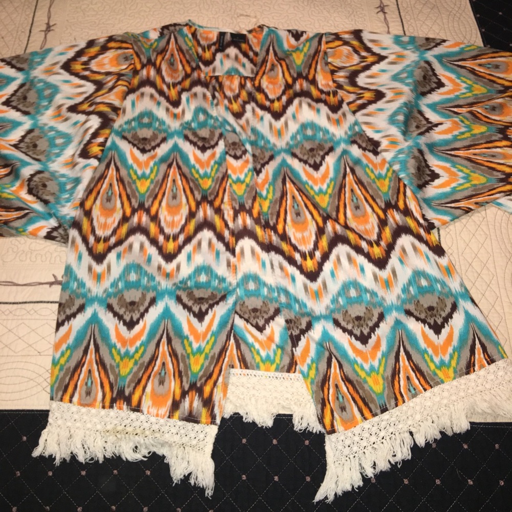 Beautiful colorful Fringe kimono