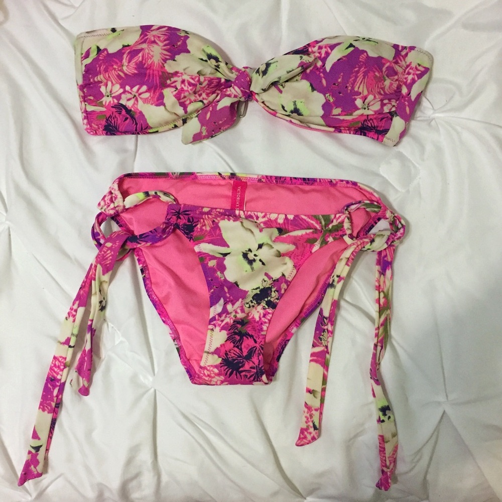 Victoria Secret Floral strapless bikini set