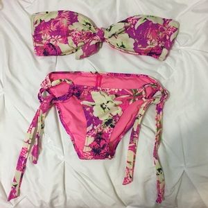 Victoria Secret Floral strapless bikini set
