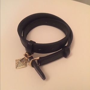 Rebecca Minkoff Black Leather Bracelet with Charm