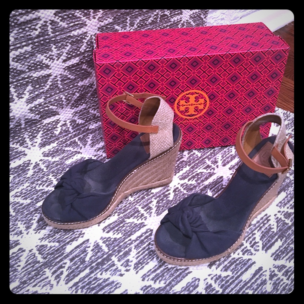 Tory Burch Navy Wedges