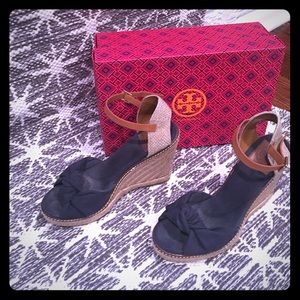 Tory Burch Navy Wedges
