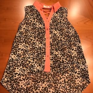 Cheetah and Pink silk tank top