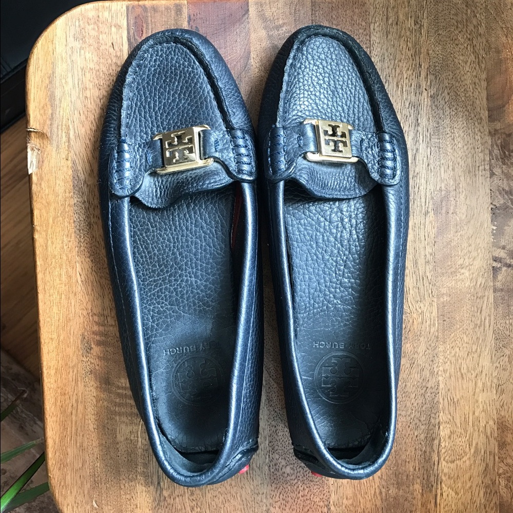 Tory Burch Kendrick Navy Leather Driving Loafer