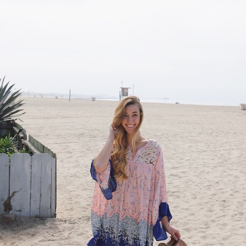 pink and blue floral dress - Picture 4 of 4