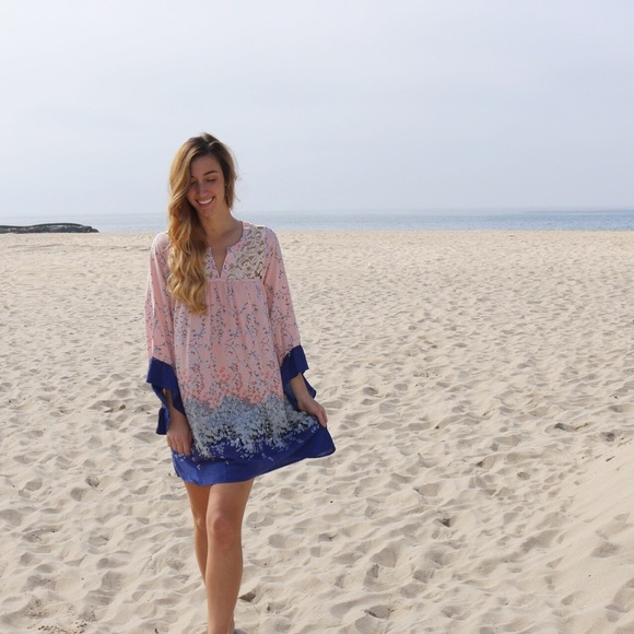 pink and blue floral dress - Picture 3 of 4