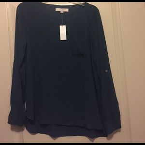 LOFT dark teal utility blouse