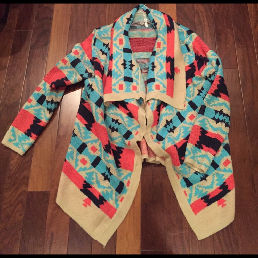 Aztec open front sweater