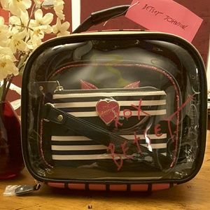 Betsey Johnson 3 piece travel cosmetic case