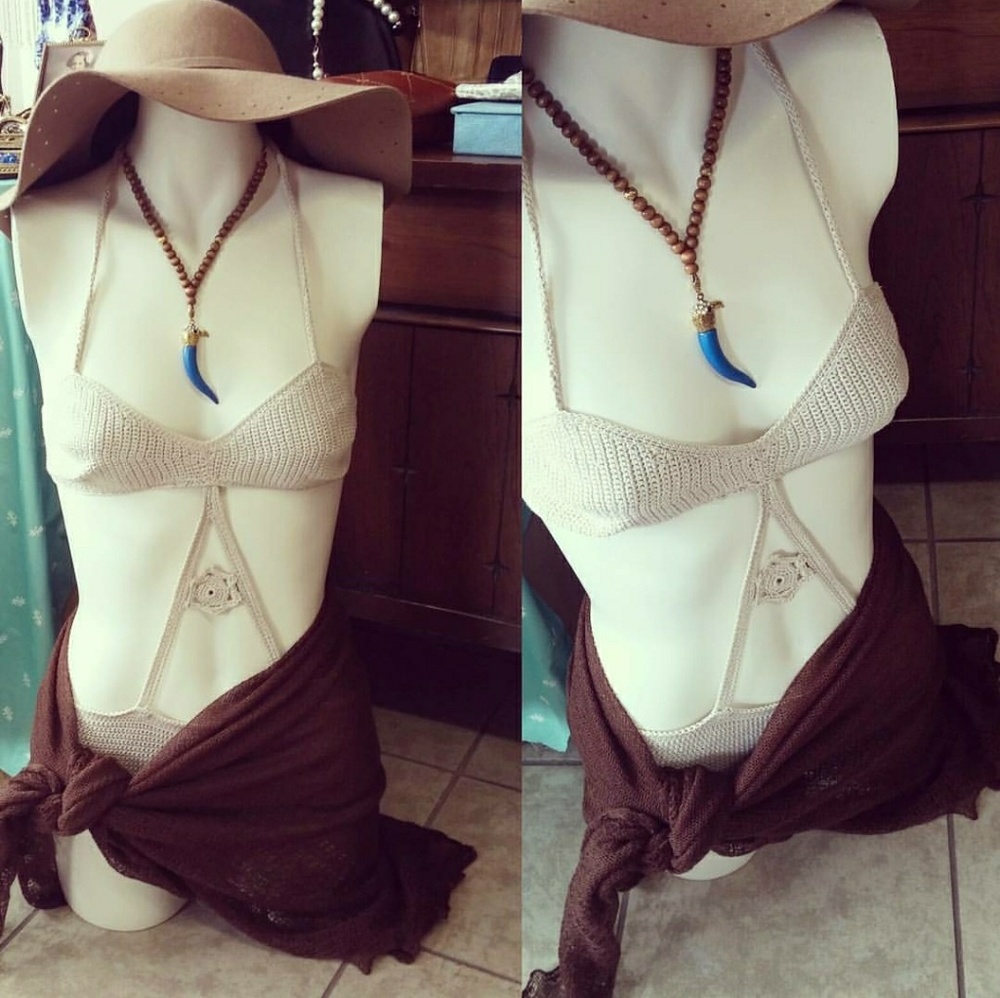 SOLD Vintage Handmade Crocheted Bathingsuit