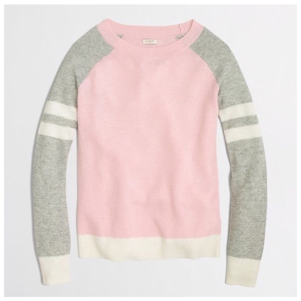 J. Crew Varsity Stripe Colorblock Waffle Sweater
