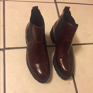 Maroon platform boots