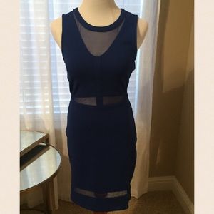 Gianni Bini navy blue dress mesh cutouts