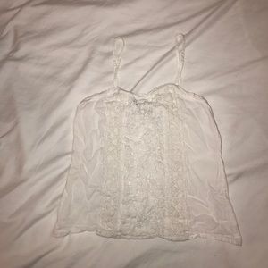 White tank top with crochet design