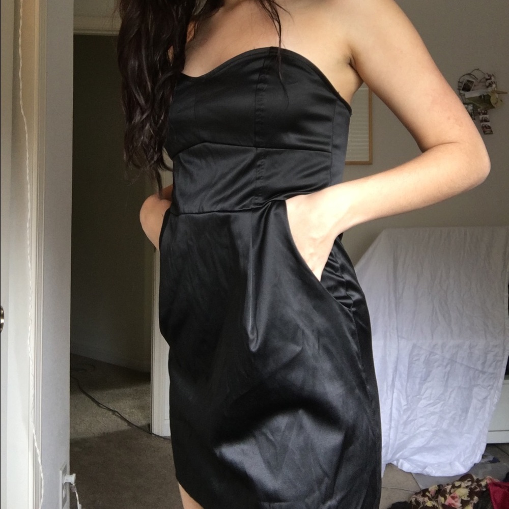Strapless Satin Mini Dress