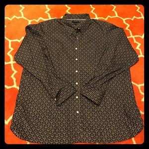 Lands' End Button Down Cuffed Sleeves Shirt