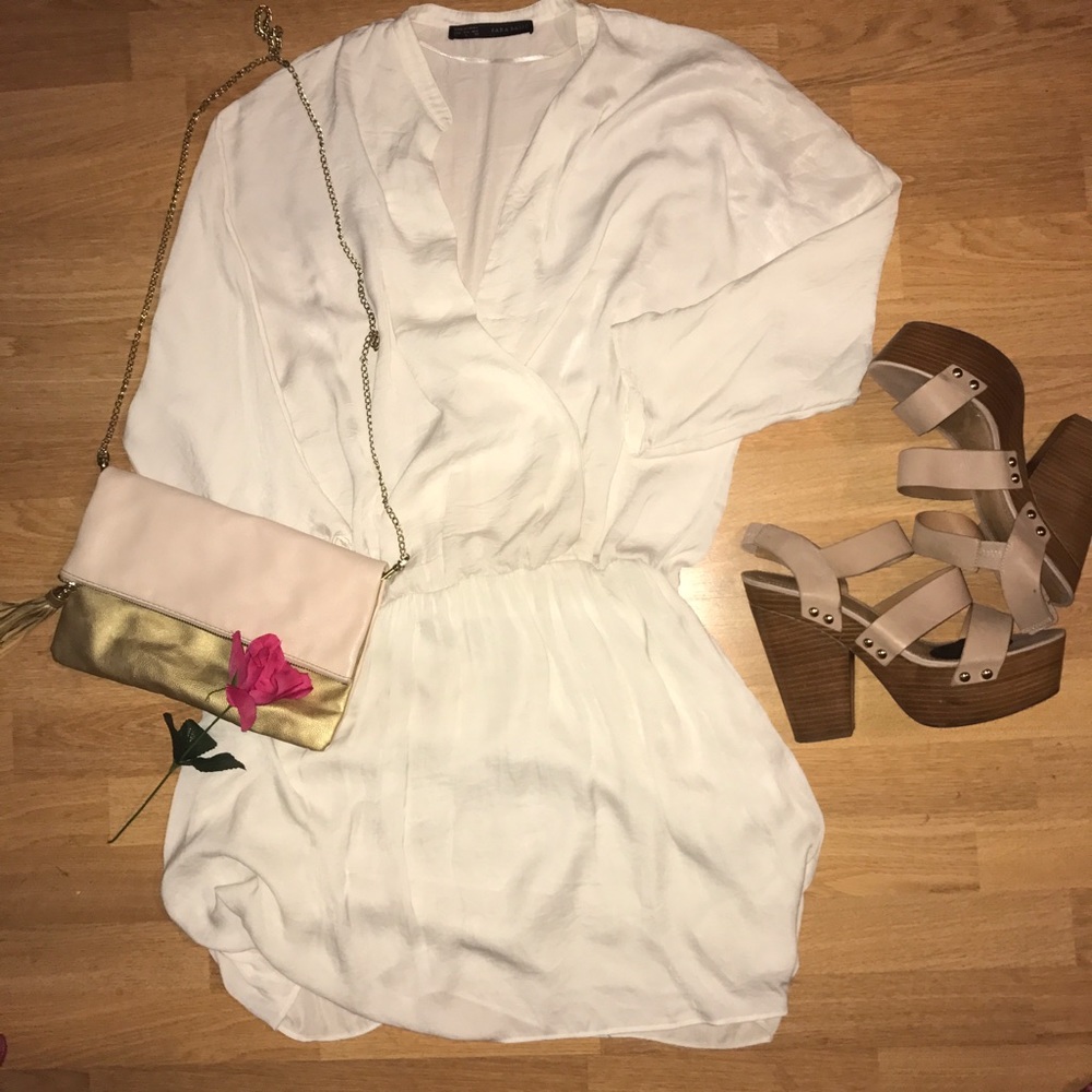 Zara Cream/Ivory Drop Waist Dress