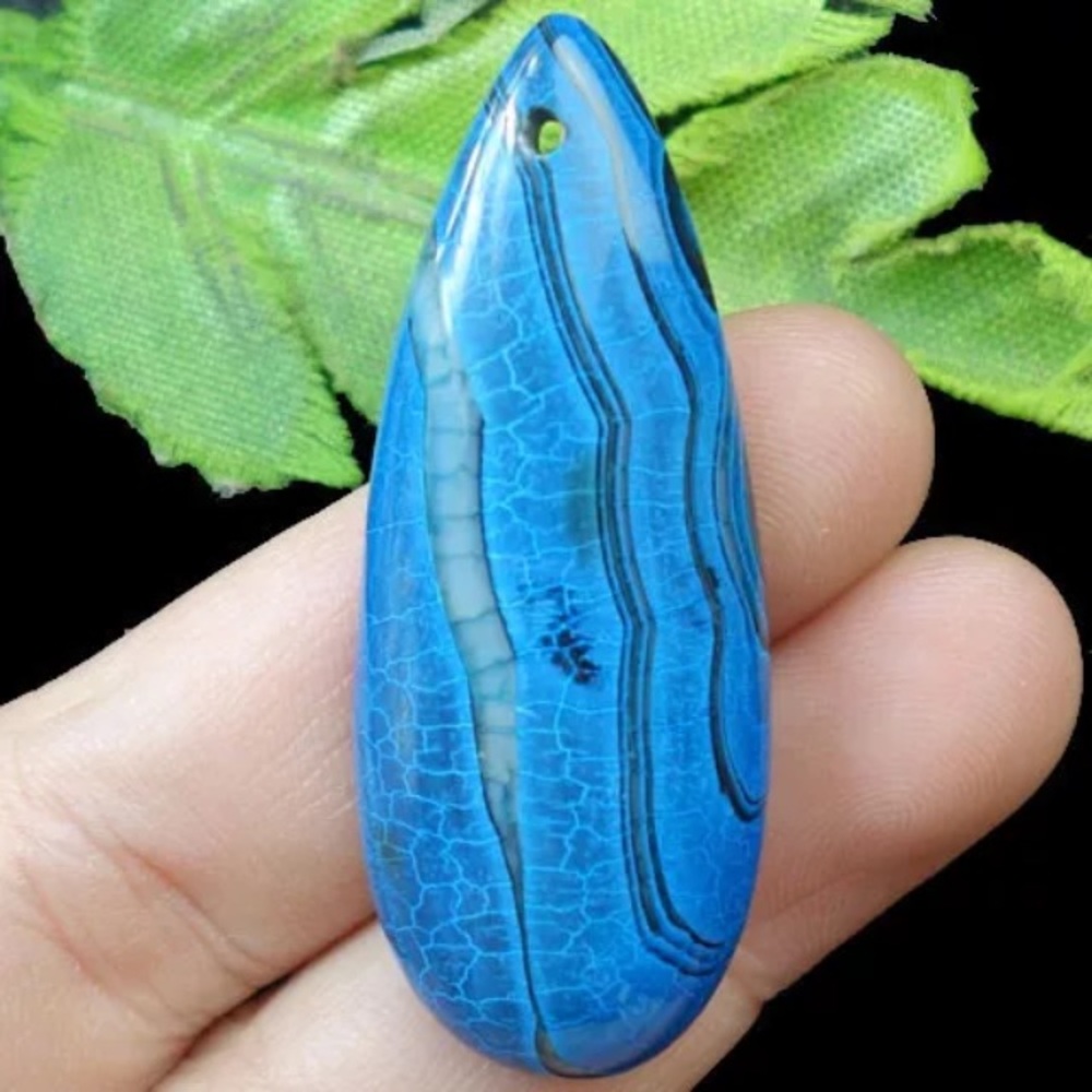 Amazing Blue Natural Agate Stone Pendant