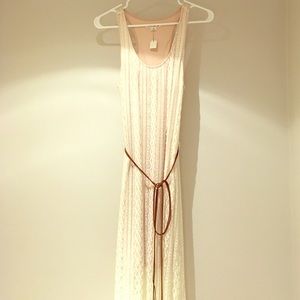 Beautiful, long, white lace dress.