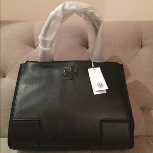 Tory Burch Ella Small Leather & Canvas Tote (NWT)