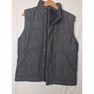 Grey wool puffer-style layering vest