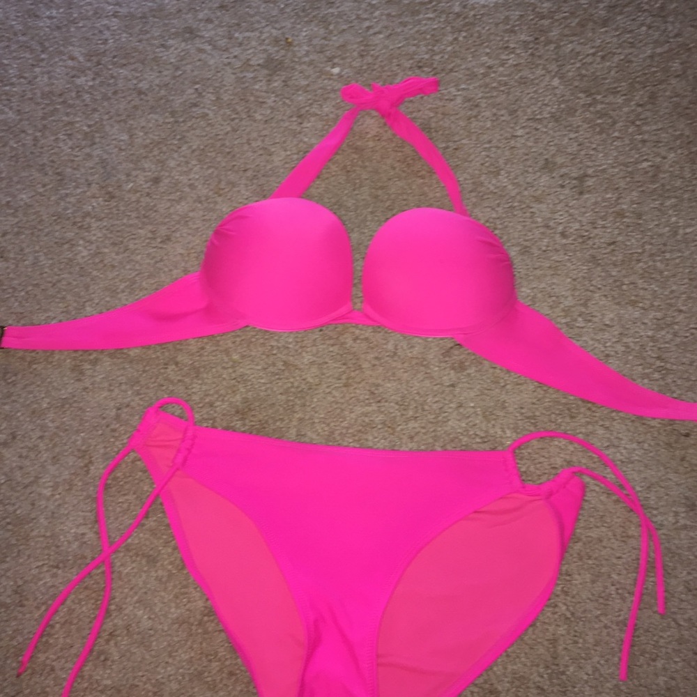 Hot pink push up bikini