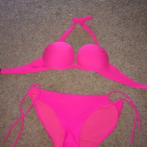 Hot pink push up bikini