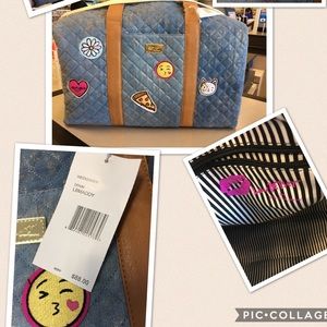 Betsey Johnson denim overnight weekend travel bag