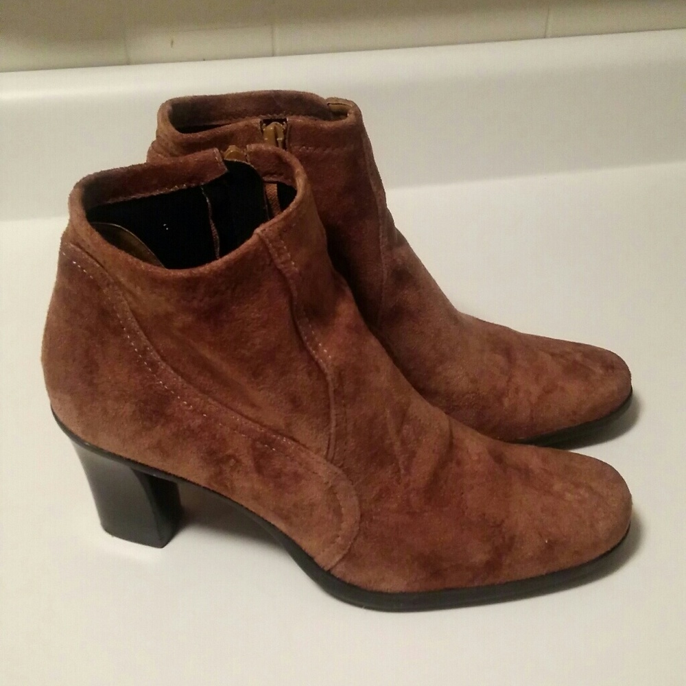 Franco Sarto Tan Suede Ankle Booties