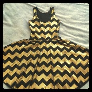 Blackmilk Zig Zag Gold Reversible Skater Dress XS