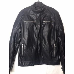 Leather-like bomber jacket