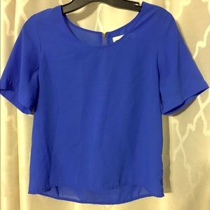 Royal Blue Short Sleeve Sheer Top