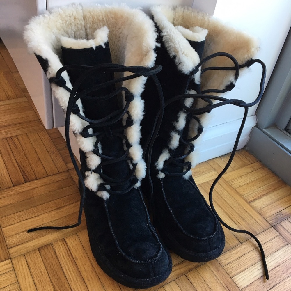 UGG Uptown Lace Up Mid Calf Shearling Boots