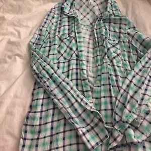 Multi colored flannel (blues)
