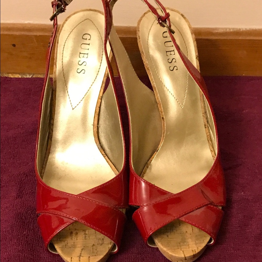 GUESS Patent Leather Slingback Heels