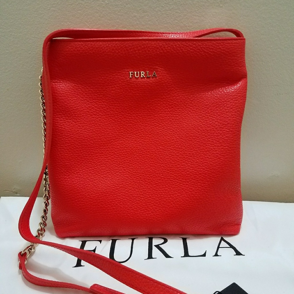 Furla Red Leather Cross Body Purse