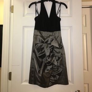 Max & Cleo black and metallic silver halter dress