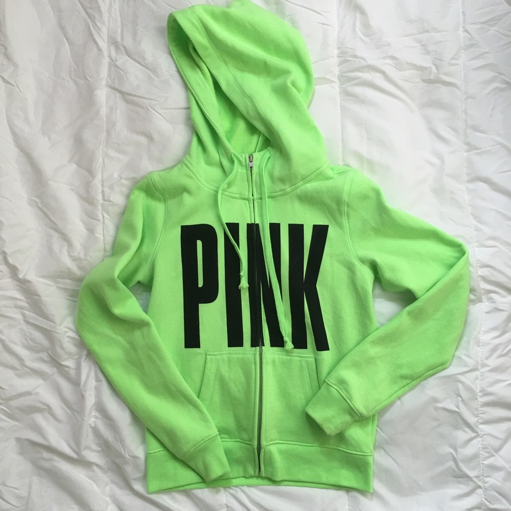 🍀SOLD🍀Neon Green Victoria's Secret "PINK" hoodie