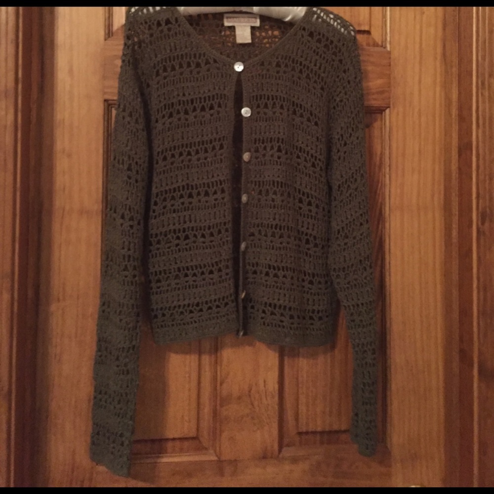 Olive-green cardigan