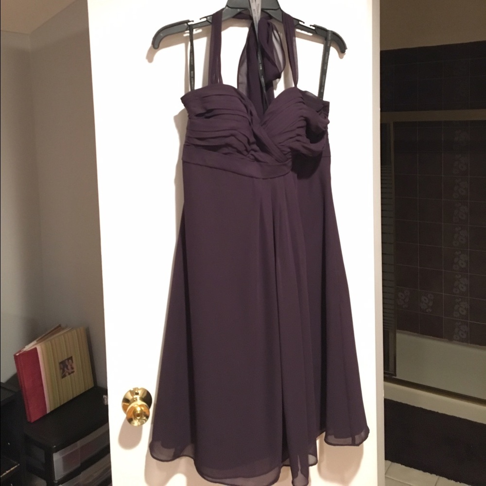 Bill Levkoff eggplant halter dress.