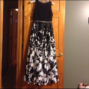 Navy blue and white Prom dress