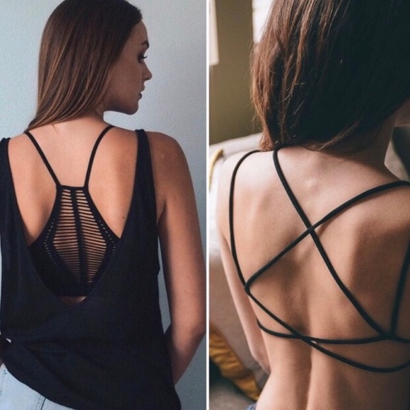 ❌ SOLD❌Black Crisscross Bralette Slashed Caged Bra - Picture 7 of 8