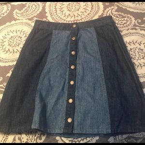 Button front denim skirt