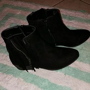 Black Fringe Booties