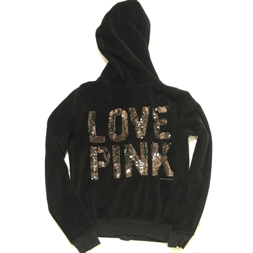 SOLD!! Victoria's Secret PINK black sequin hoodie