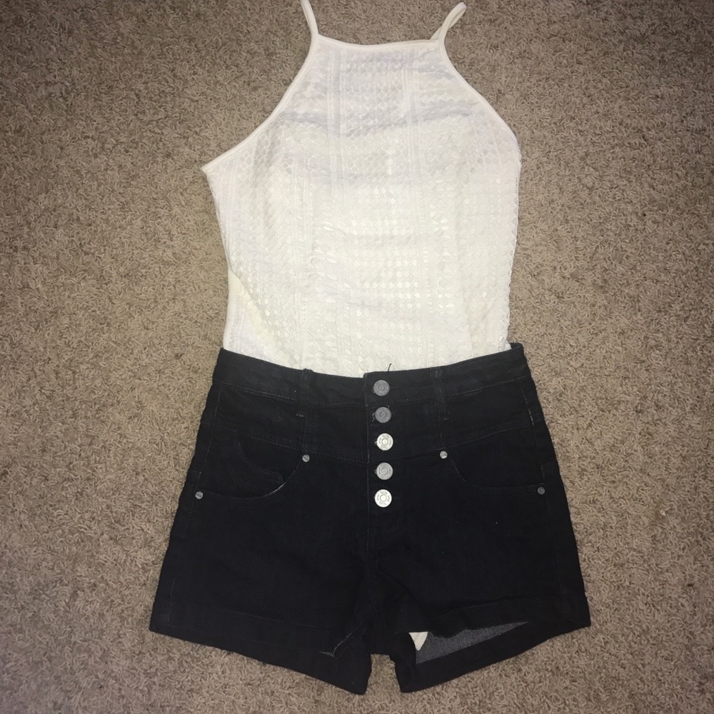 White body suit and tillys shorts