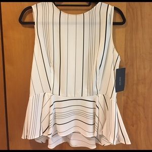 Zara black and white peplum top