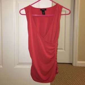 Orange sleeveless top w/ ruching - great date top!