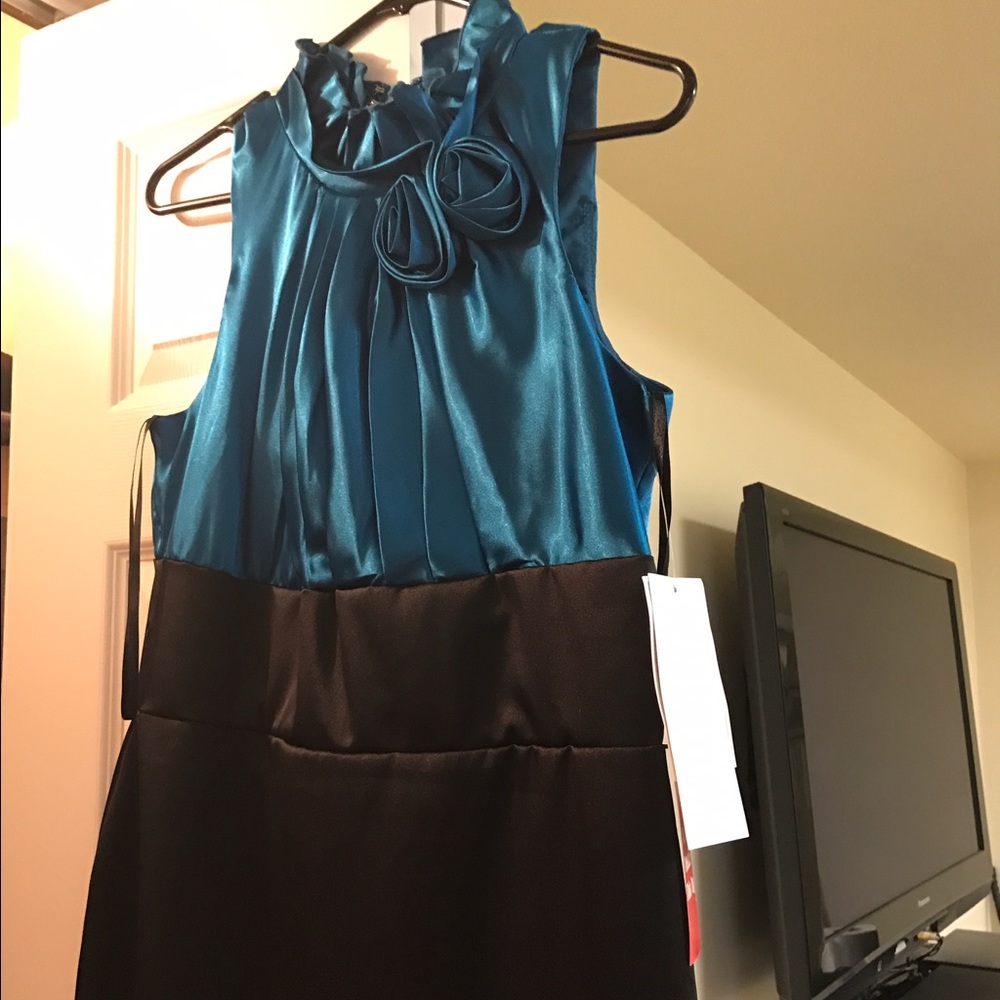 Teal and black dress