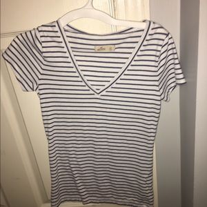 Navy blue striped v-neck